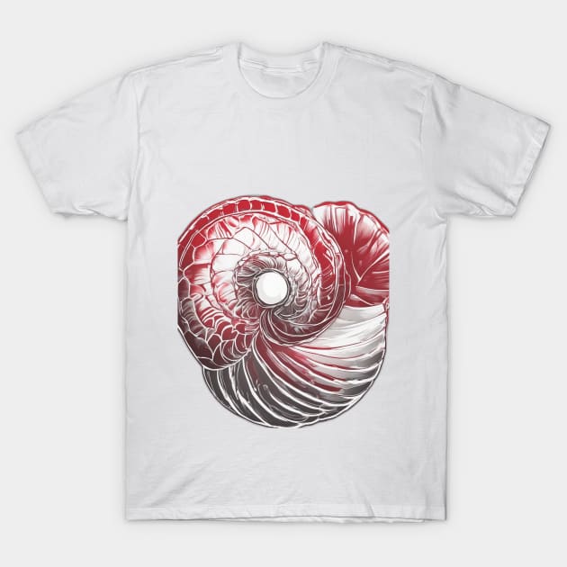 Mesmerizing Red Nautilus Shell Illustration No. 759 T-Shirt by cornelliusy